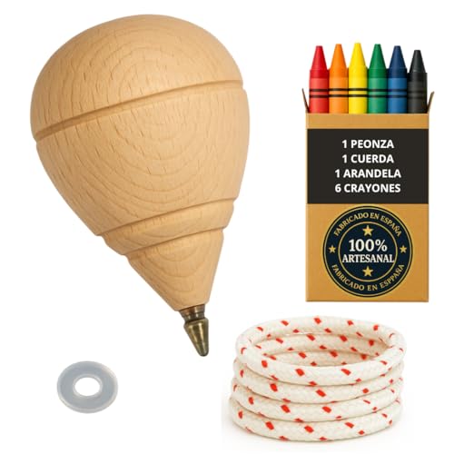 Kreisel aus Holz für Kinder, Packung mit 1 Trompete + 6 Buntstifte + 1 Unterlegscheibe, handgefertigt in Spanien, mit Kugelschreiber. Kreisel aus Holz für Kinder, Packung mit 1 Trompete + 6 Buntstifte + 1 Unterlegscheibe, handgefertigt in Spanien, mit Kugelschreiber. von EVERGIFT