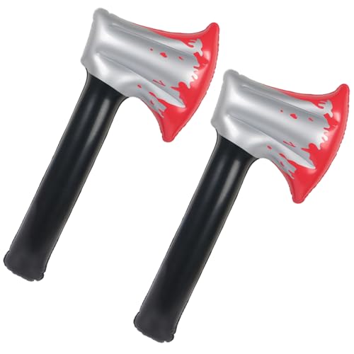 Aufblasbare Halloween-Axt, Kunststoff, Cosplay-Zubehör, Messer, realistisch aussehende Streich-Requisiten, 2 Stück Aufblasbare Halloween-Axt, Kunststoff, Cosplay-Zubehör, Messer, realistisch aussehende Streich-Requisiten, 2 Stück von EVERMARKET