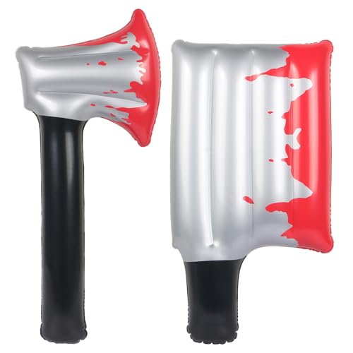 Aufblasbare Halloween-Messer, Kunststoff, Cosplay-Zubehör, künstliche Axt, realistisch aussehende Streich-Requisiten, 2 Stile, 2 Stück Aufblasbare Halloween-Messer, Kunststoff, Cosplay-Zubehör, künstliche Axt, realistisch aussehende Streich-Requisiten, 2 Stile, 2 Stück von EVERMARKET