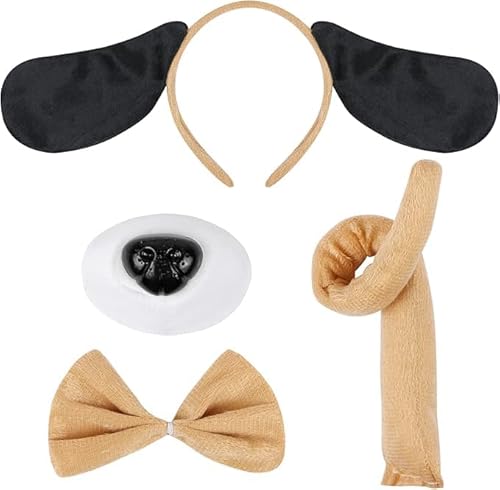 EVERMARKET Plüschtier-Kostüm-Set, Hundeohren, Hörner, Stirnband, Kostüm, Cosplay, Stirnbänder für Halloween, Geburtstag, Weihnachten (Welpenhund) von EVERMARKET