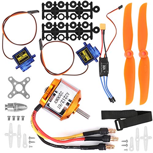 EVGATSAUTO Bürstenloser Motor und Regler, RC-Flugzeugmotor, Ferngesteuertes RC-Flugzeug, 2212 KV2200-Motor, 6035 Propellerservo, 30 A Regler, XT60-Set von EVGATSAUTO