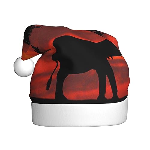 EVIUS Elefant Sonnenuntergang Weihnachtsmütze Niedliche Rentier Weihnachtsmütze Santa Cap Erwachsene Weihnachtsmütze für Weihnachten Kopfschmuck Dressing von EVIUS