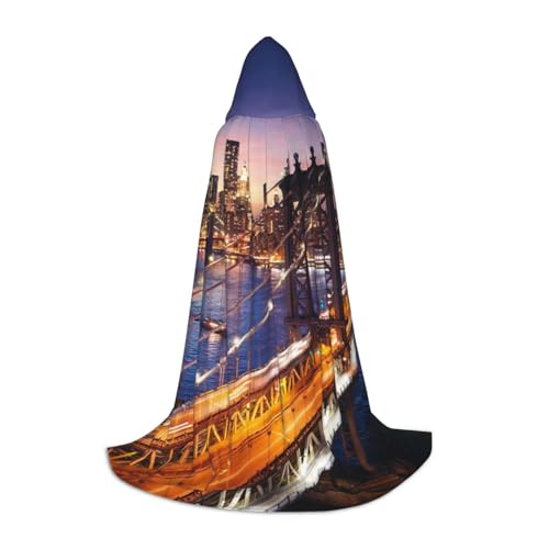 EVIUS Halloween Bodenlanger Kapuzenumhang Brooklyn Bridge Print Kapuzenumhang für Teenager von EVIUS