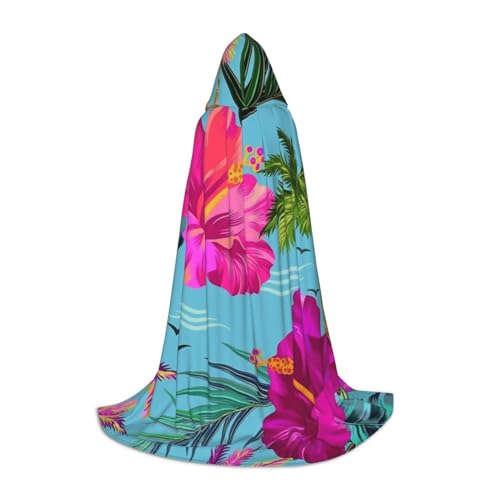 EVIUS Halloween Bodenlanger Kapuzenumhang Hello Hawaii Print Kapuzenumhang für Teenager von EVIUS