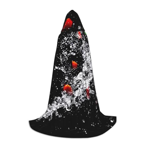 EVIUS Halloween Bodenlanger Kapuzenumhang Paprika Wasserspritzer Druck Kapuzenumhang für Teenager von EVIUS