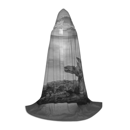 EVIUS Halloween Bodenlanger Kapuzenumhang Strand Holzbild Druck Kapuzenumhang für Teenager von EVIUS