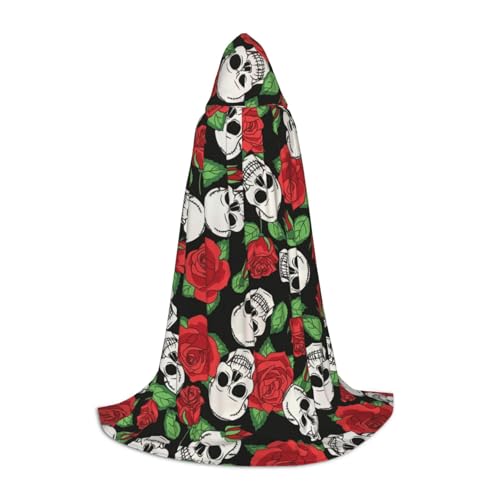 EVIUS Halloween Bodenlanger Kapuzenumhang Totenkopf und Rosen Druck Kapuzenumhang für Teenager EVIUS Halloween Bodenlanger Kapuzenumhang Totenkopf und Rosen Druck Kapuzenumhang für Teenager von EVIUS