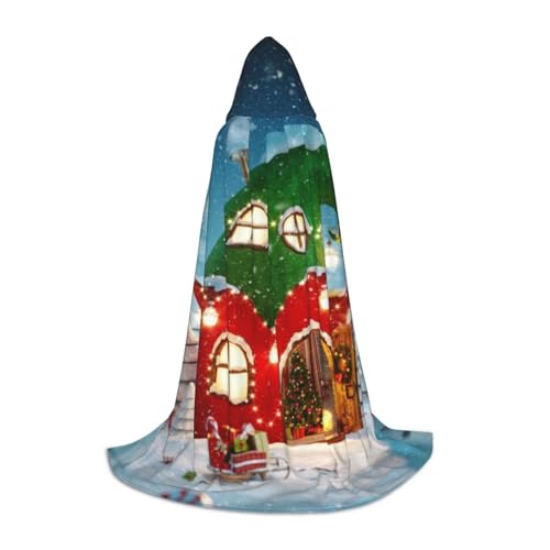 EVIUS Halloween Bodenlanger Kapuzenumhang Weihnachten Schneehaus Druck Kapuzenumhang für Teenager EVIUS Halloween Bodenlanger Kapuzenumhang Weihnachten Schneehaus Druck Kapuzenumhang für Teenager von EVIUS