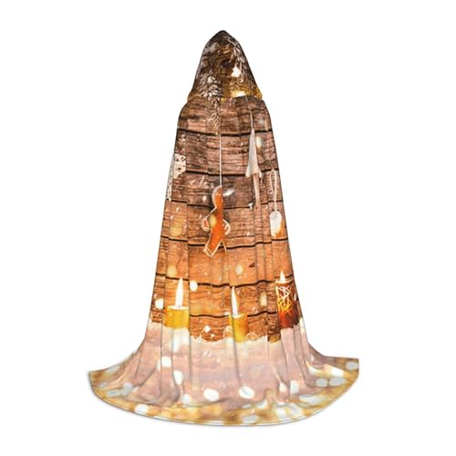 EVIUS Halloween Bodenlanger Kapuzenumhang Weihnachtsbäume Kerzen Druck Kapuzenumhang für Teenager von EVIUS