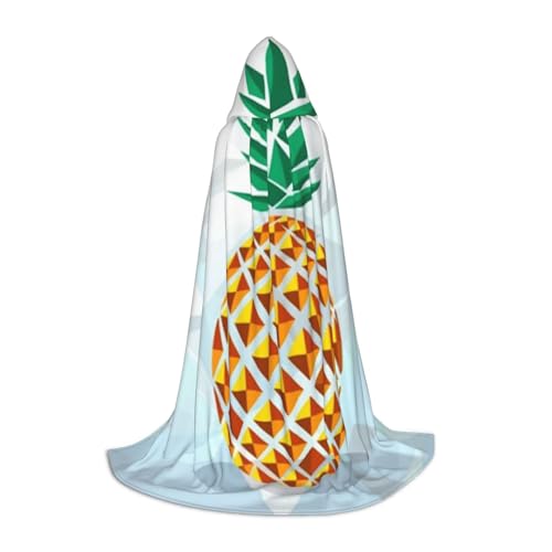 EVIUS Halloween-Umhang mit Kapuze, bodenlang, Ananas, geometrischer Druck, Kapuzenumhang für Teenager von EVIUS