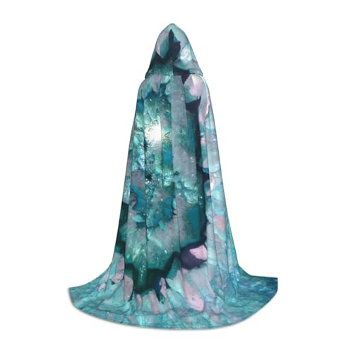 EVIUS Halloween-Umhang mit Kapuze, bodenlang, Blaugrün, Achat-Druck, Kapuzenumhang für Teenager EVIUS Halloween-Umhang mit Kapuze, bodenlang, Blaugrün, Achat-Druck, Kapuzenumhang für Teenager von EVIUS