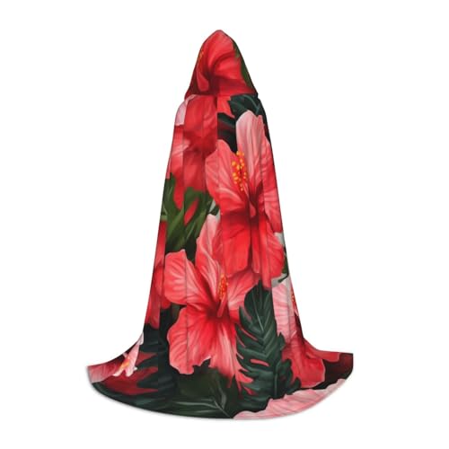 EVIUS Halloween-Umhang mit Kapuze, bodenlang, Hibiskusblumendruck, Kapuzenumhang für Teenager EVIUS Halloween-Umhang mit Kapuze, bodenlang, Hibiskusblumendruck, Kapuzenumhang für Teenager von EVIUS