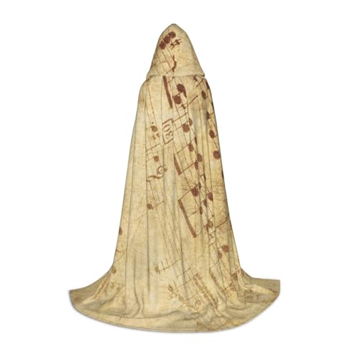 EVIUS Halloween-Umhang mit Kapuze, bodenlang, Notendruck, Kapuzenumhang für Teenager von EVIUS