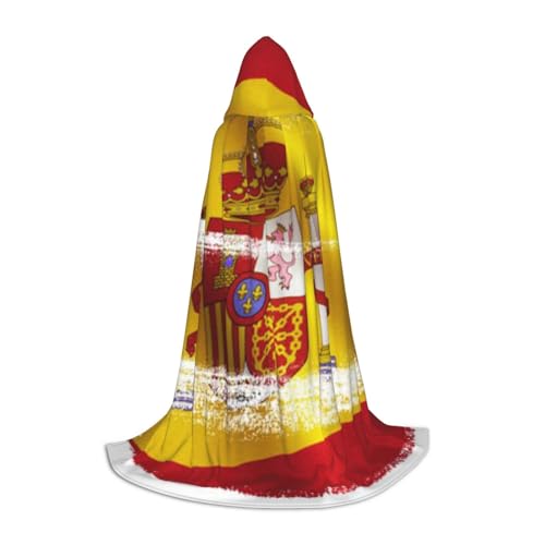 EVIUS Halloween-Umhang mit Kapuze, bodenlang, Spanien-Flagge, bedruckt, Kapuzenumhang für Teenager von EVIUS