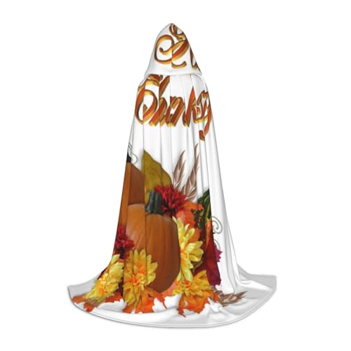 EVIUS Halloween-Umhang mit Kapuze, bodenlang, Thanksgiving-Druck, Kapuzenumhang für Teenager von EVIUS