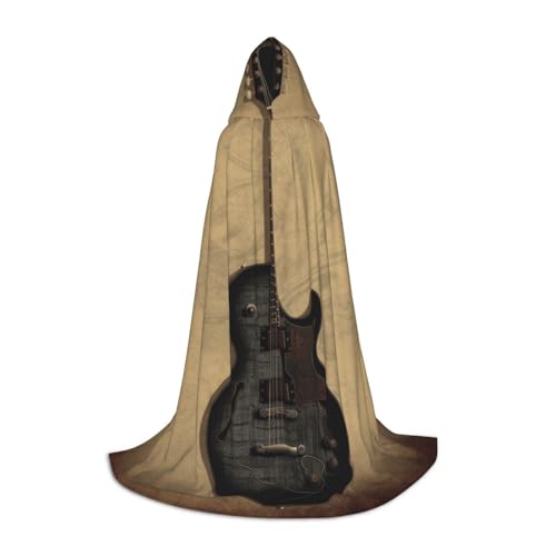 EVIUS Halloween-Umhang mit Kapuze, bodenlang, Vintage-Stil, Musikgitarren-Druck, Kapuzenumhang für Teenager EVIUS Halloween-Umhang mit Kapuze, bodenlang, Vintage-Stil, Musikgitarren-Druck, Kapuzenumhang für Teenager von EVIUS