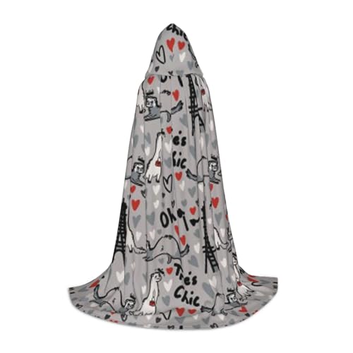 EVIUS Halloween-Umhang mit Kapuze, bodenlang, französisches Modell, Frettchen-Druck, Kapuzenumhang für Teenager EVIUS Halloween-Umhang mit Kapuze, bodenlang, französisches Modell, Frettchen-Druck, Kapuzenumhang für Teenager von EVIUS