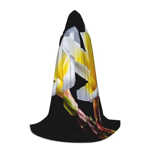 EVIUS Halloween-Umhang mit Kapuze, bodenlang, gelber Farbverlauf, Blumendruck, Kapuzenumhang für Teenager von EVIUS