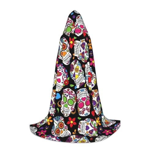 EVIUS Halloween-Umhang mit Kapuze, bodenlang, mit Totenköpfen bedruckt, für Teenager EVIUS Halloween-Umhang mit Kapuze, bodenlang, mit Totenköpfen bedruckt, für Teenager von EVIUS