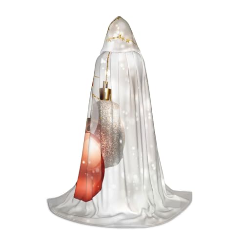 EVIUS Halloween-Umhang mit Kapuze, bodenlang, mit Weihnachtsbällen bedruckt, Kapuzenumhang für Teenager von EVIUS