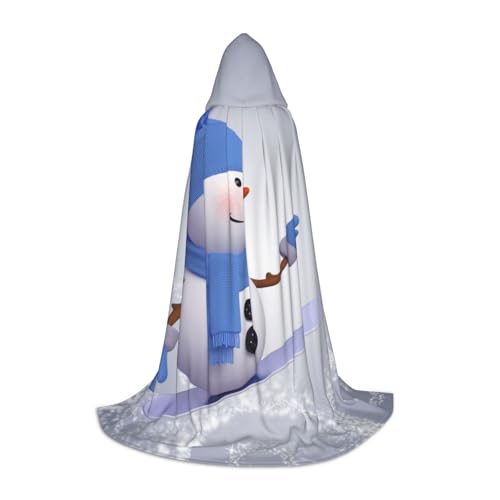 EVIUS Halloween-Umhang mit Kapuze, bodenlang, niedlicher Schneemann-Druck, Kapuzenumhang für Teenager von EVIUS