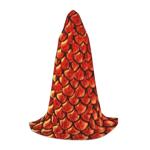 EVIUS Halloween-Umhang mit Kapuze, bodenlang, roter Fischschuppen-Druck, Kapuzenumhang für Teenager EVIUS Halloween-Umhang mit Kapuze, bodenlang, roter Fischschuppen-Druck, Kapuzenumhang für Teenager von EVIUS