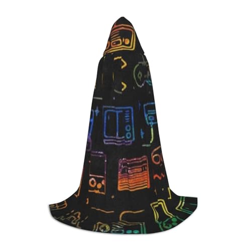 Halloween Bodenlanger Kapuzenumhang Spiel Video Gaming Muster Druck Kapuzenumhang für Teenager von EVIUS
