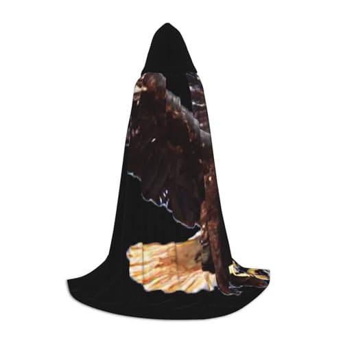 Halloween Bodenlanger Kapuzenumhang mit Adleraufdruck, Kapuzenumhang für Teenager Halloween Bodenlanger Kapuzenumhang mit Adleraufdruck, Kapuzenumhang für Teenager von EVIUS
