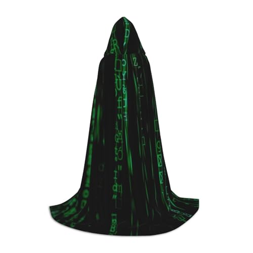 Halloween-Umhang mit Kapuze, bodenlang, Hacker-Era-Druck, Kapuzenumhang für Teenager von EVIUS