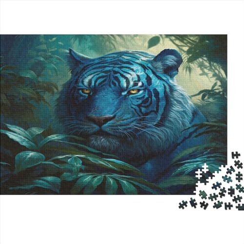Blauer Tiger Puzzles Für Erwachsene Teenager 500 Teile Premium Quality Hölzern Dschungeltiere Puzzles Impossible Puzzle Puzzle-Geschenk Für Die Ganze Familie 500pcs (52x38cm) von EVMILA