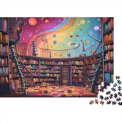 Bücherregal Puzzles Für Erwachsene Teenager 300 Teile Premium Quality Studie Hölzern Puzzles Stress Abbauen Geschicklichkeitsspiel Für Erwachsene Und Kinder Ab 12 Jahren 300pcs (40x28cm) von EVMILA