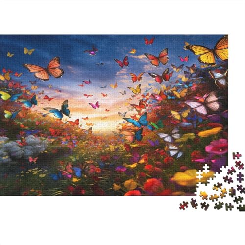 Butterfly Flowers Puzzle Für Erwachsene Und Jugendliche, Impossible Puzzle,Animals Puzzle Farbenfrohes Legespiel,Geschicklichkeitsspiel Für Die Ganze Familie,Puzzles Spiel 500pcs (52x38cm) von EVMILA
