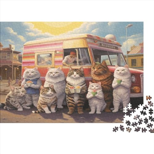 Cats Puzzles Spiel Spielepuzzles Für Erwachsene Impossible Ice Cream Truck Puzzle Farbenfrohes Legespiel Geschicklichkeitsspiel Für Die Ganze Familie 1000pcs (75x50cm) von EVMILA