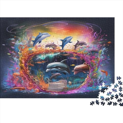 Dolphin Impossible Puzzle, Geschicklichkeitsspiel Für Die Ganze Familie, Farbenfrohes Legespiel, Meeresorganismus Erwachsenenpuzle 1000pcs (75x50cm) von EVMILA