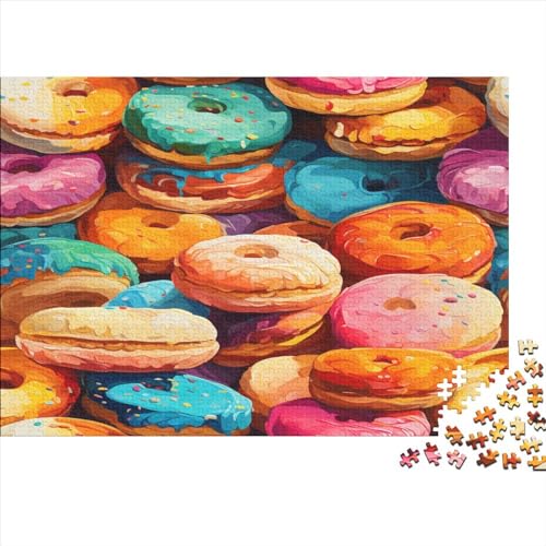 Donuts Puzzles Für Erwachsene Teenager 1000 Teile Premium Quality Hölzern Essen Puzzles Herausforderndes Puzzle Puzzle-Geschenk Home Dekoration 1000pcs (75x50cm) von EVMILA