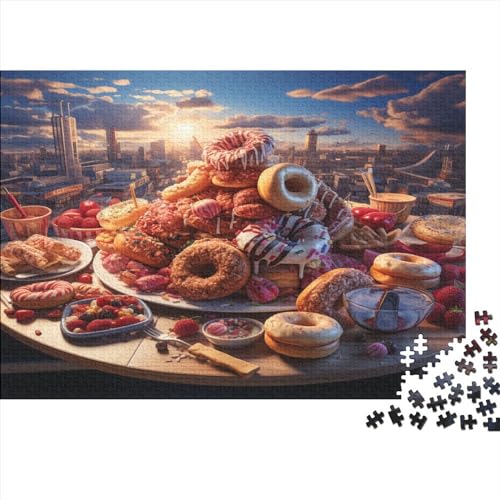 Doughnut Puzzles Für Erwachsene Teenager Am Stress Abbauen Familien-Puzzlespiel Desserts Puzzles Spiel Spielzeug Geschenk Holzpuzzle 300pcs (40x28cm) von EVMILA