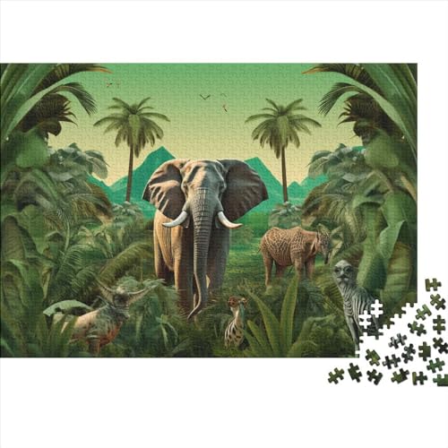 Dschungeltiere Puzzles Für Erwachsene Teenager 1000-teiliges Premium Quality Hölzern Tierwelt Kunst Puzzles Kinder Lernspiel Spielzeug Geschenk Geschicklichkeitsspiel Home Dekoration 1000pcs (75x50cm) von EVMILA