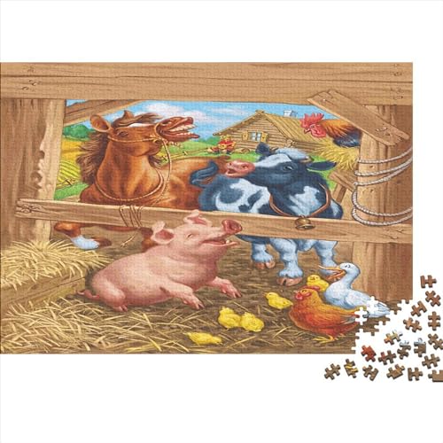 Farm Tiers Puzzle Gaming Quadrat Tier Puzzles Für Erwachsene Jugendliche, Holzpuzzle Home Decoration Puzzles Spiel 1000pcs (75x50cm) von EVMILA