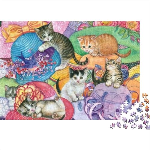 Faule Katzes Impossible Puzzle, Geschicklichkeitsspiel Für Die Ganze Familie, Farbenfrohes Legespiel, Tierkunst Erwachsenenpuzle 1000pcs (75x50cm) von EVMILA