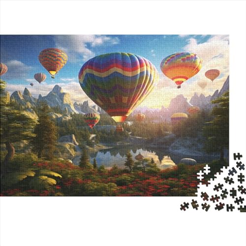 Heißluftballons Puzzles Für Erwachsene Teenager 300 Teile Premium Quality Hölzern Landschaft Puzzles Herausforderndes Puzzle Puzzle-Geschenk Für Die Ganze Familie 300pcs (40x28cm) von EVMILA