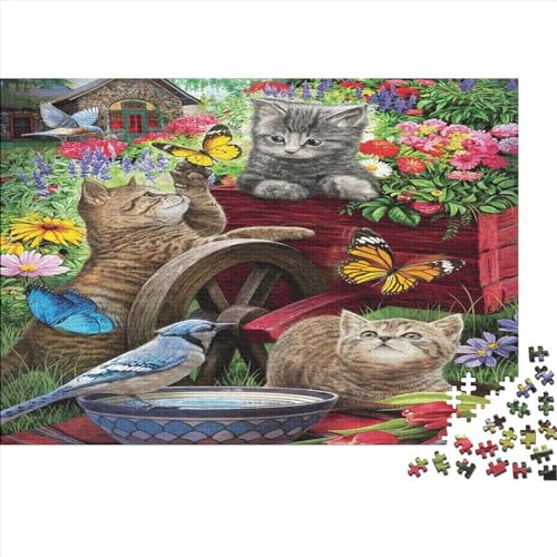 Katze Schmetterling Impossible Puzzle, Geschicklichkeitsspiel Für Die Ganze Familie, Farbenfrohes Legespiel, Tiers Erwachsenenpuzle 500pcs (52x38cm) von EVMILA