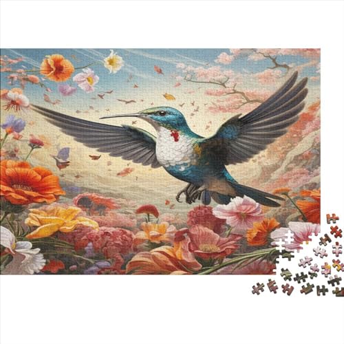 Kolibri Puzzles Für Erwachsene Teenager 1000 Teile Premium Quality Hölzern Blumen Puzzles Familien-Puzzlespiel Geschicklichkeitsspiel Für Erwachsene Und Kinder Ab 12 Jahren 1000pcs (75x50cm) von EVMILA