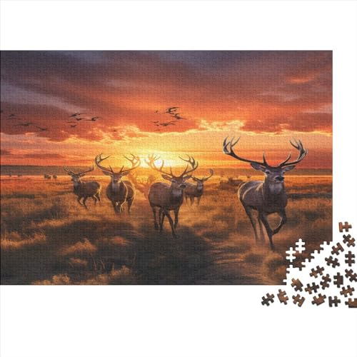 Laufendes REH Puzzles Für Erwachsene Teenager 300 Teile Premium Quality Hölzern Sonnenuntergangslandschaft Puzzles Impossible Puzzle Puzzle-Geschenk Home Dekoration 300pcs (40x28cm) von EVMILA