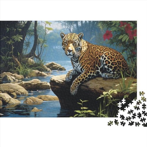 Leopard Puzzles Spiel Holzpuzzle Familienpuzzle Verringerter Druck Schwieriges Puzzle Unmögliche Dschungel Tiere Puzzle Für Erwachsene Und Jugendliche 1000pcs (75x50cm) von EVMILA