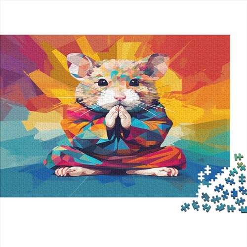 Meditating Hamster Erwachsenenpuzzle, Geschicklichkeitsspiel Cartoon Colourful Animals Spielepuzzles Für Die Ganze Familie, Ideal Als Wandbild Puzzles 1000pcs (75x50cm) von EVMILA