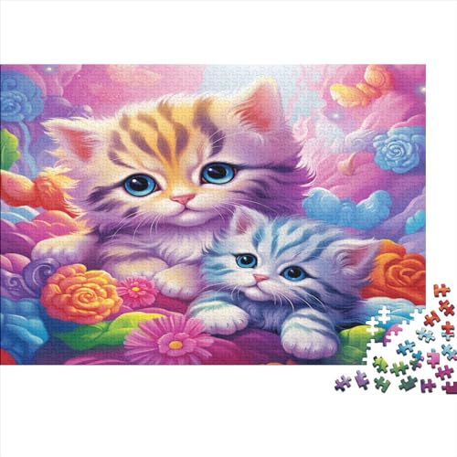 Niedliche Katzen Puzzles Spiel Für Erwachsene Und Jugendliche Hochauflösendes Druckpuzzle,Tier Kunst Spielepuzzles.Geschenk Und Geschenk Für Liebhaber Oder Freunde 300pcs (40x28cm) von EVMILA