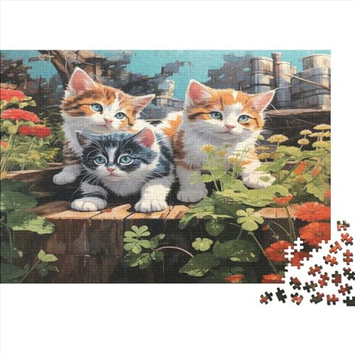 Niedliches Kätzchen Spielepuzzles Für Erwachsene Und Jugendliche – Holzpuzzle, Kunst Tiere Puzzlespiel, Gamer Geschenk, Brain Challenge Spielen 1000pcs (75x50cm) von EVMILA