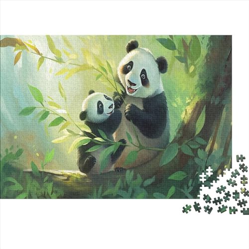 Panda-Familie Puzzles Für Erwachsene Teenager 300 Teile Premium Quality Hölzern Tierkunst Puzzles Kinder Lernspiel Spielzeug Geschenk Geschicklichkeitsspiel Home Dekoration 300pcs (40x28cm) von EVMILA