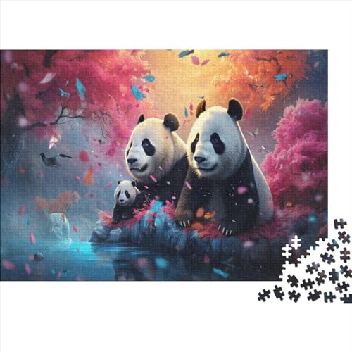 Panda-Familie Puzzles Für Erwachsene Teenager 500 Teile Premium Quality Tierkunst Hölzern Puzzles Impossible Puzzle Geschicklichkeitsspiel Für Die Ganze Familie 500pcs (52x38cm) von EVMILA