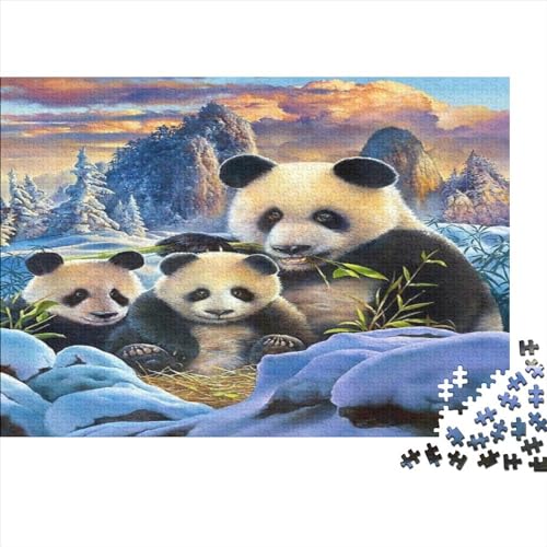 Panda-Familie Quadrat Puzzles Spiel,Klassische Puzzle Holzpuzzle Verringerter Druck Schwieriges Tierkunst Puzzle Für Erwachsene Und Jugendliche 1000pcs (75x50cm) von EVMILA